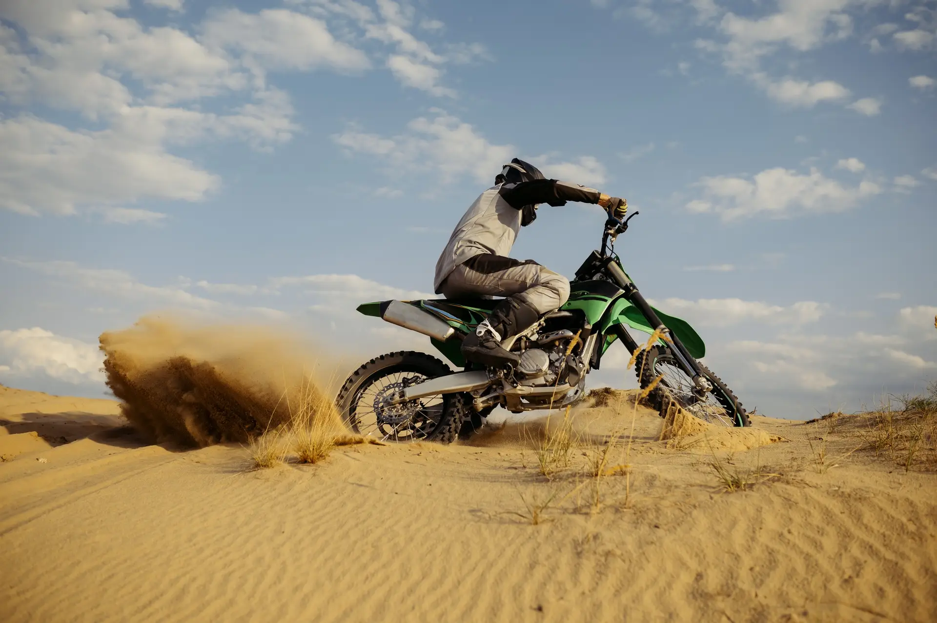 Professional speed rider driving in motocross race